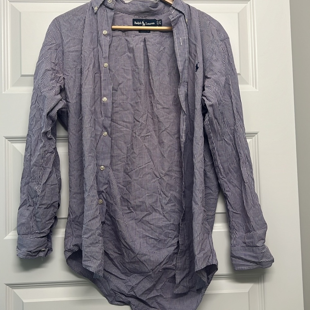Dark Purple Gingham Rl Button Down - image 2